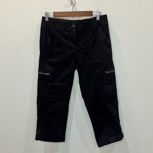 Loft Original Crop Cargo Pants Low Rise Women's Size 0 Black Zip Pockets NWT